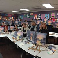 Happy Little Bob Ross Painters with Kathleen