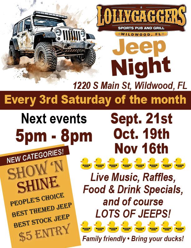 Lollygaggers Monthly Jeep Night - Wildwood, FL