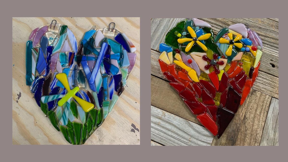 Fused Glass Heart Suncatchers