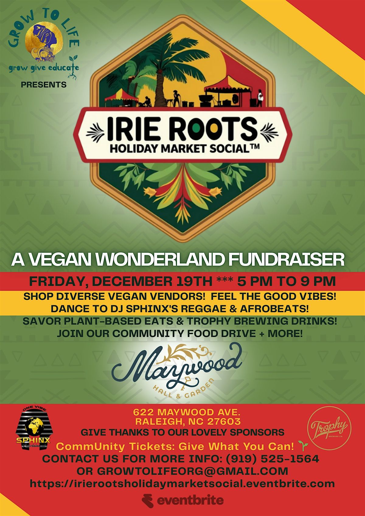 IRIE ROOTS HOLIDAY MARKET SOCIAL \u2122 FUNDRAISER
