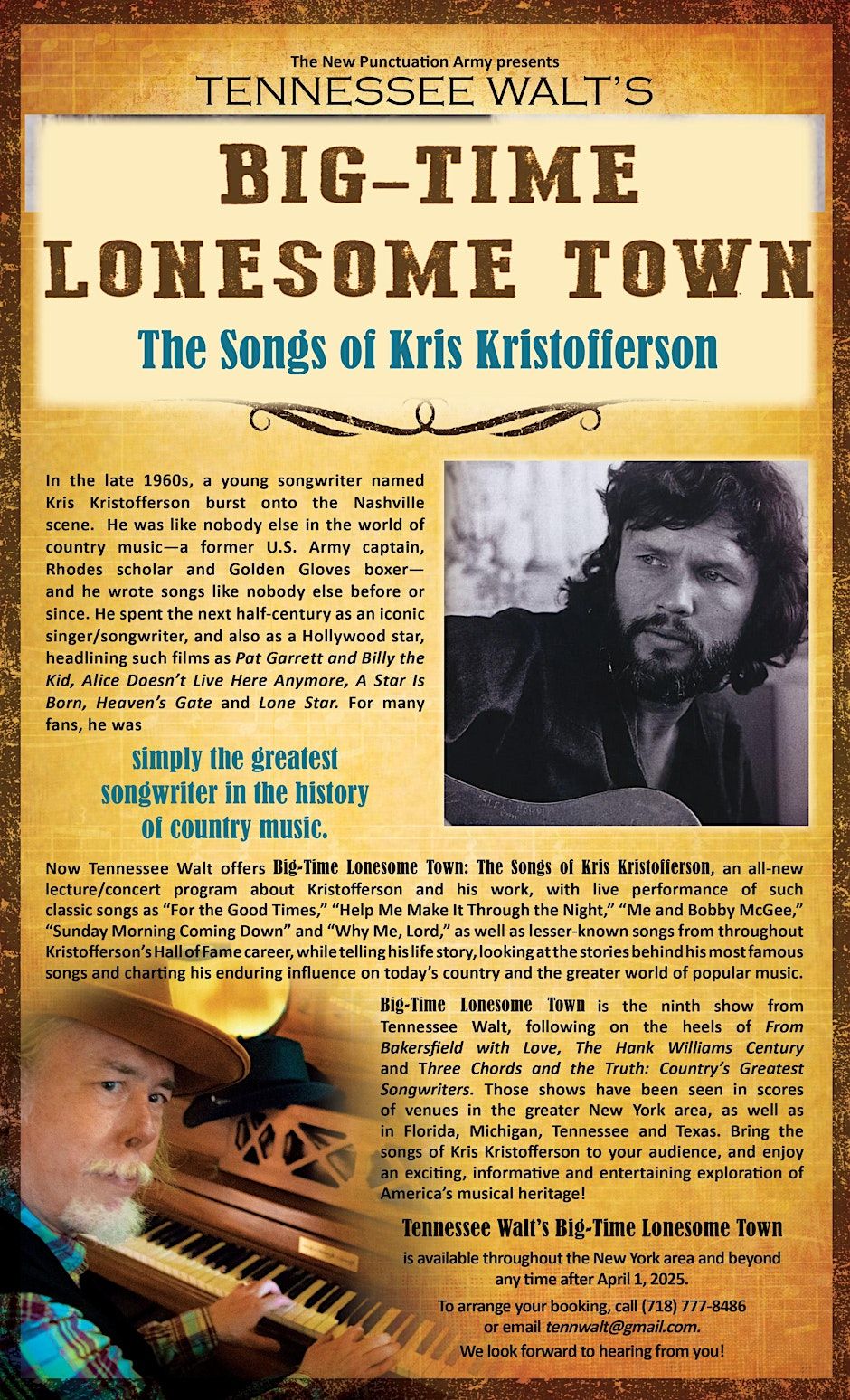 Big-Time Lonesome Town: The Songs of Kris Kristofferson