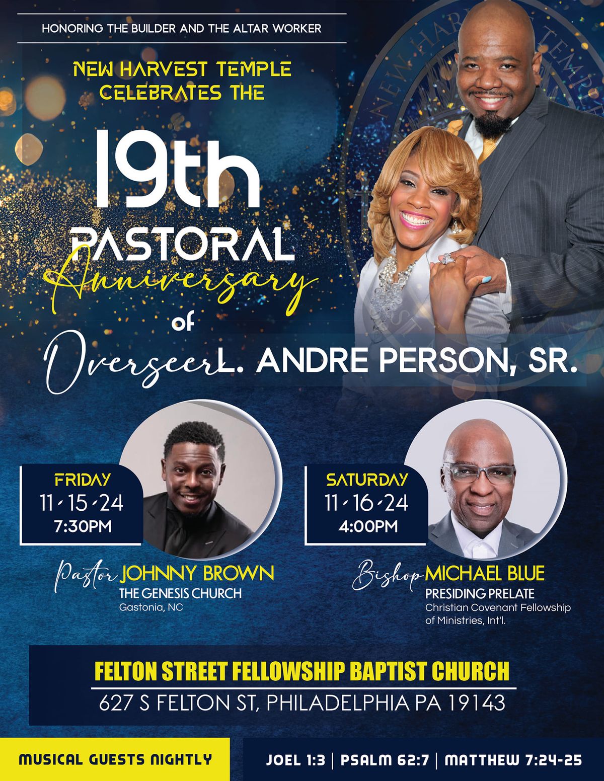 The 19th Pastoral Anniversary Celebration of Overseer L. Andre Person, Sr.