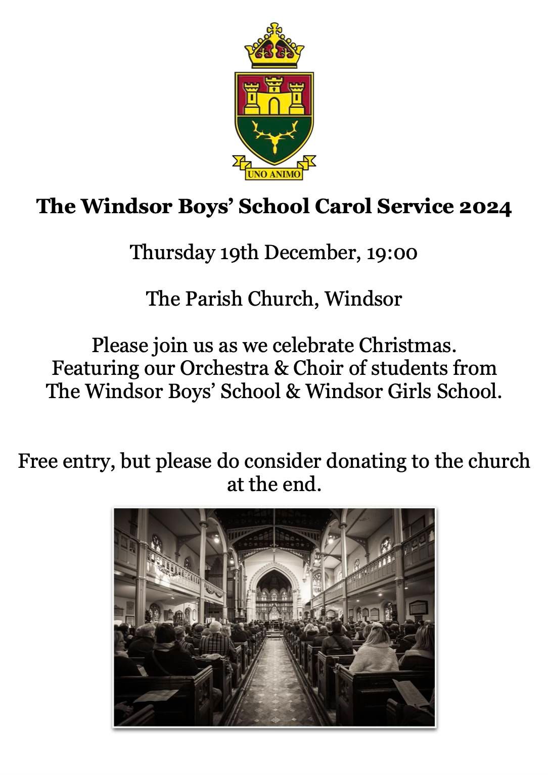 The Windsor Boys' School Carol Service 2024