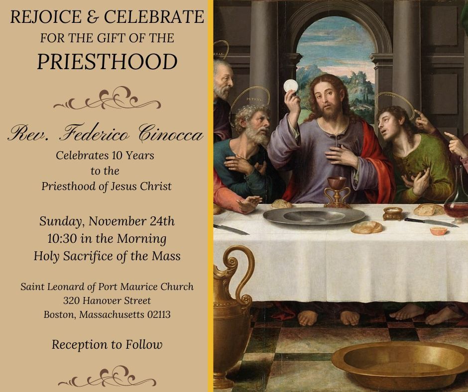 Rev. Federico Cinocca 10th Anniversary of Ordination Mass