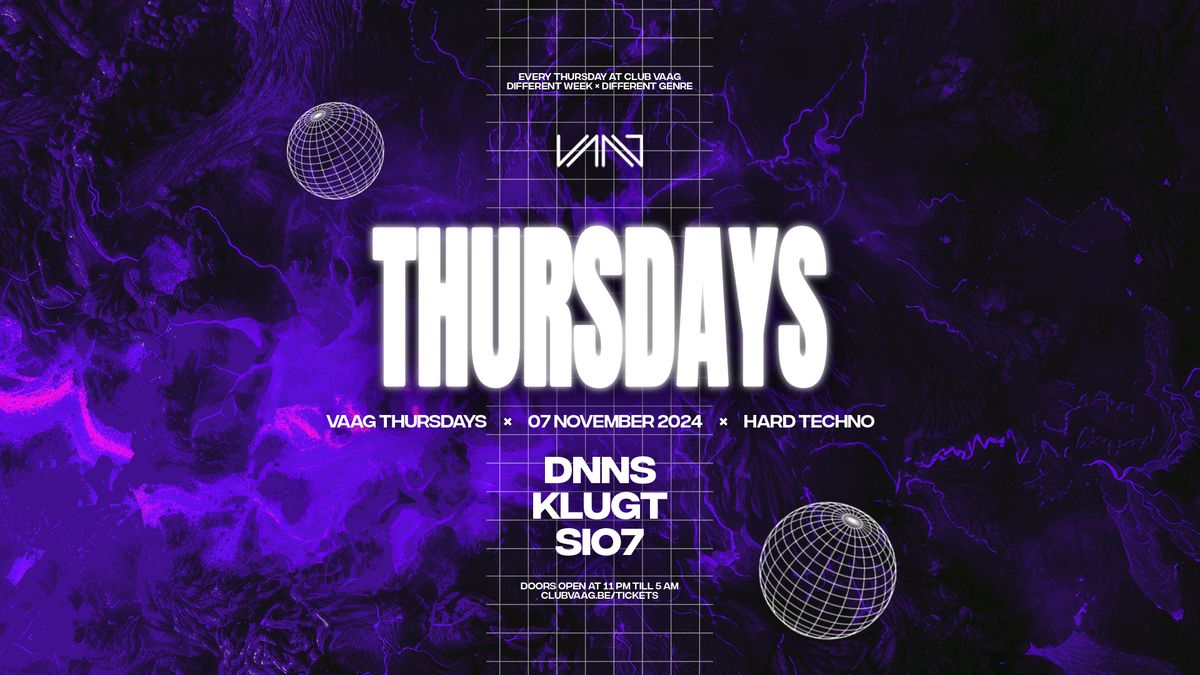 Vaag Thursdays invites DNNS, KLUGT & SIO7 