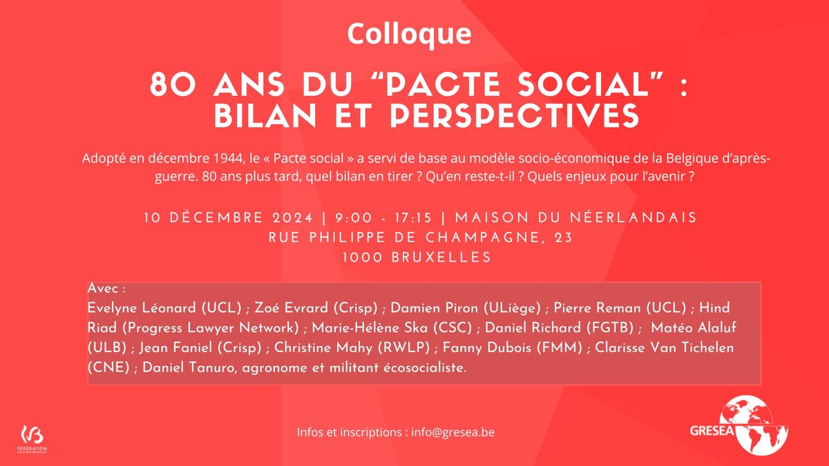 80 ans du \u00ab Pacte social \u00bb : bilan et perspectives