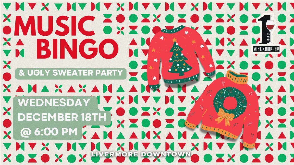 Music Bingo & Ugly Sweater Night | First Street Wine Co. Livermore Downtown