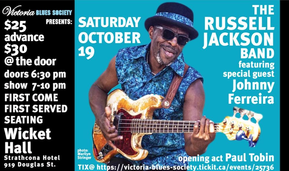 Russell Jackson Band with special guest Johnny Ferreira and opening act Paul Tobin