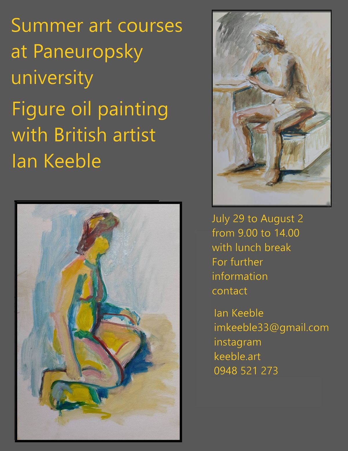 Summer art courses Bratislava, oil painting from the figure  