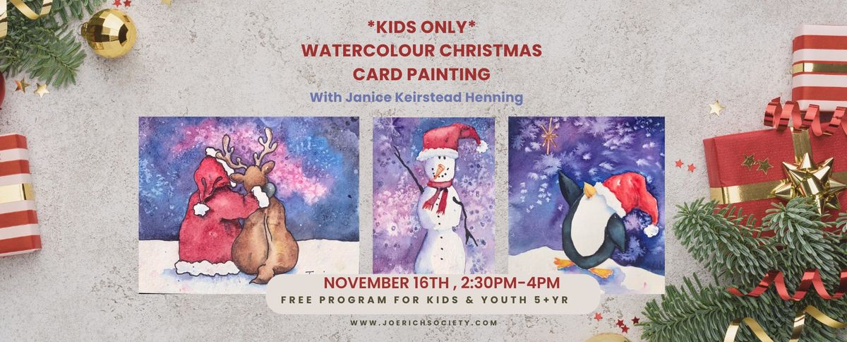 Kids Water Colour Christmas Card Painting