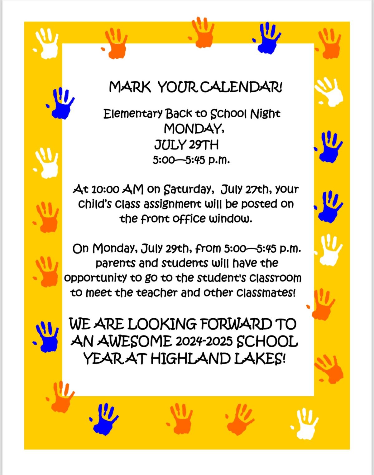 HLS K-6 Back to School Night