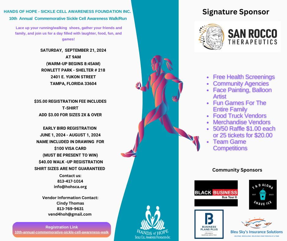 10th Annual Sickle Cell Awareness Commemorative Walk/Run, Rowlett Park