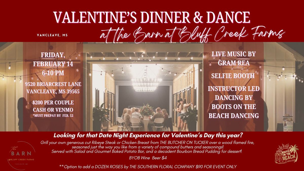 Valentine\u2019s Dinner & Dance at The Barn at Bluff Creek Farms