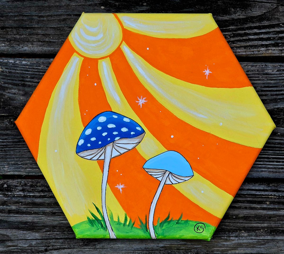 Paint & Sip Hexagon Series 3-Mushrooms & Sun