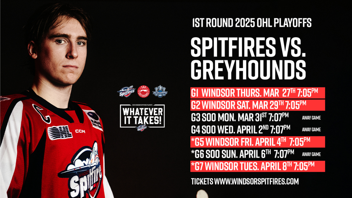 Parking Windsor Spitfires at Soo Greyhounds