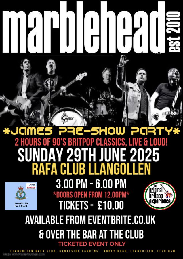 MARBLEHEAD - THE ORIGINAL BRITPOP EXPERIENCE - *PRE JAMES GIG PARTY*