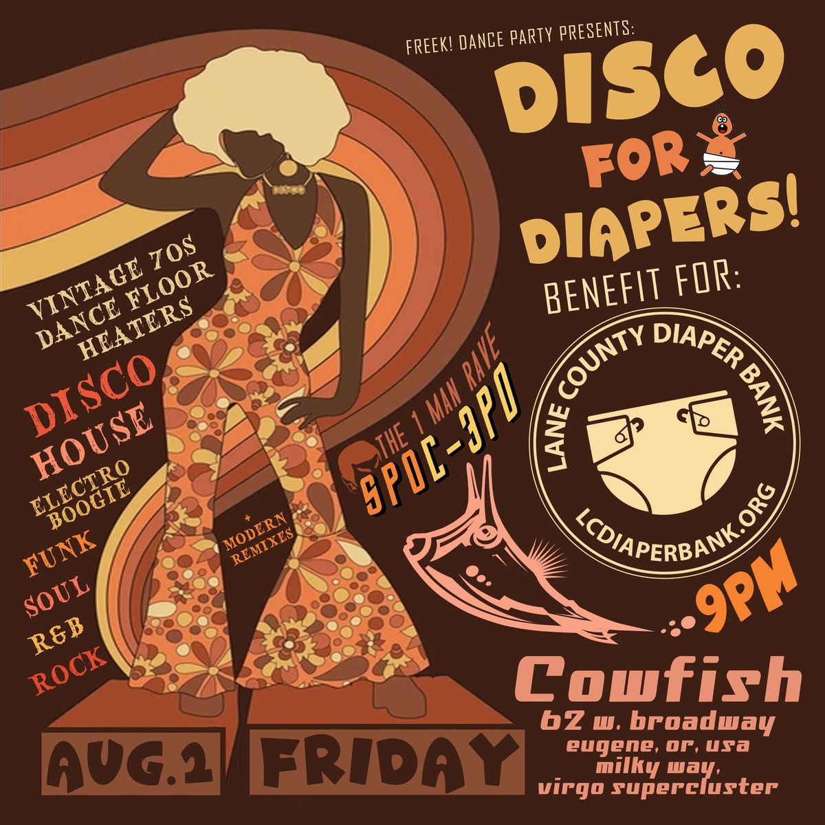 ~~Disco For Diapers~~ Benefit for Lane County Diaper Bank! DJ SPOC-3PO with ~~Vintage Disco~~