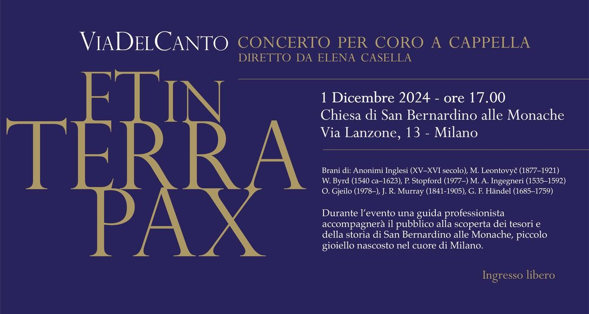 ET IN TERRA PAX | Concerto del coro ViaDelCanto diretto da Elena Casella