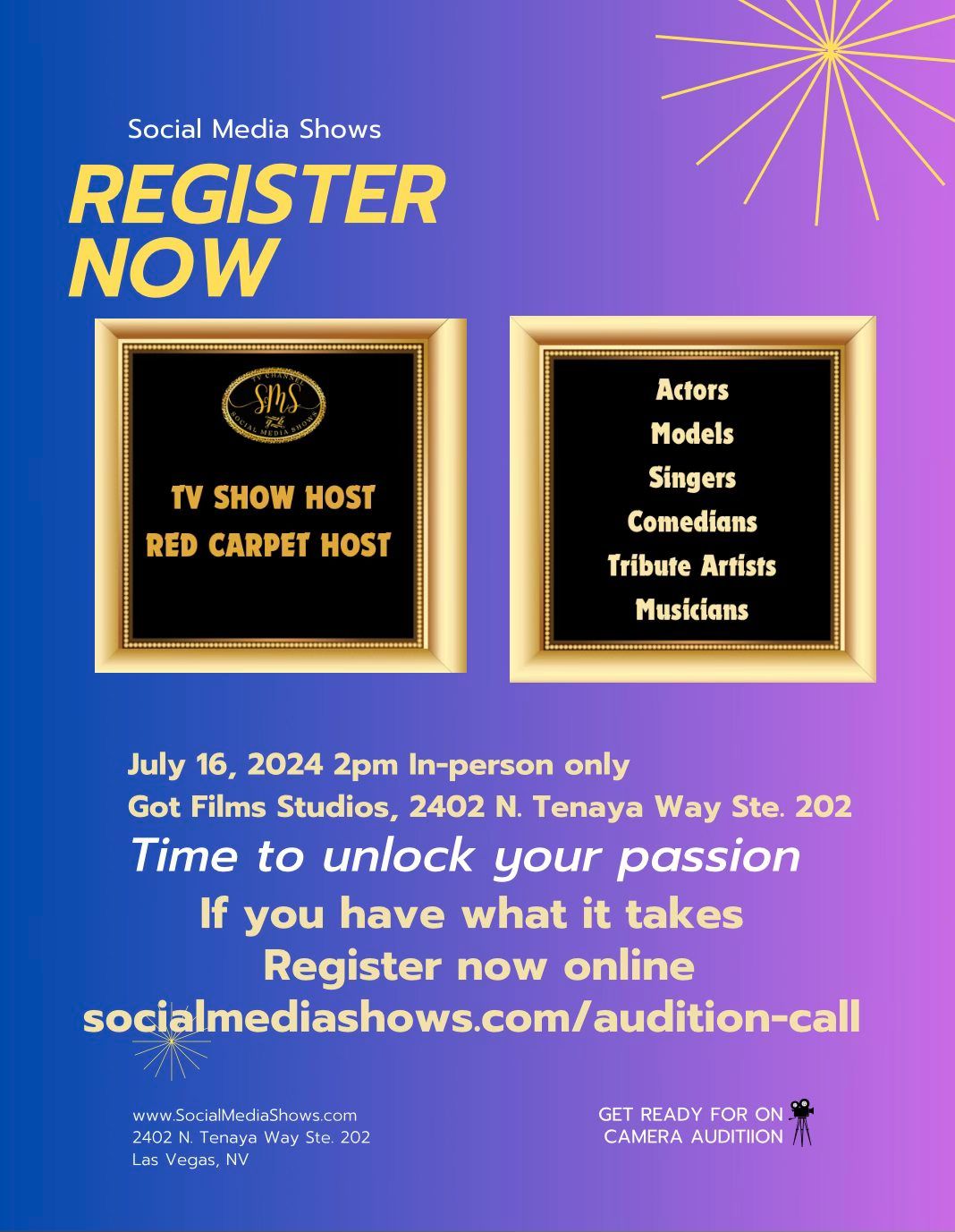 Audition Call - Register Now