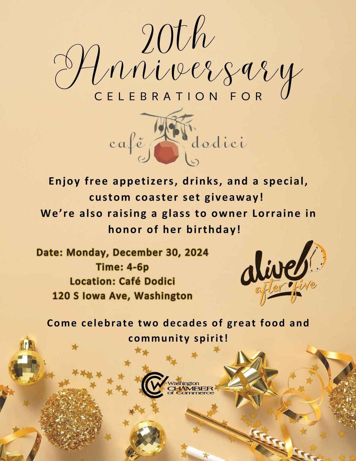 Caf\u00e9 Dodici's 20th Anniversary Alive After 5