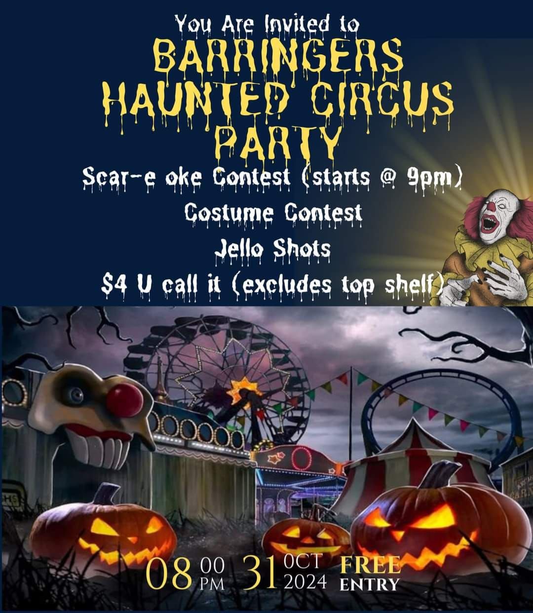 Barringer's Haunted Circus Party