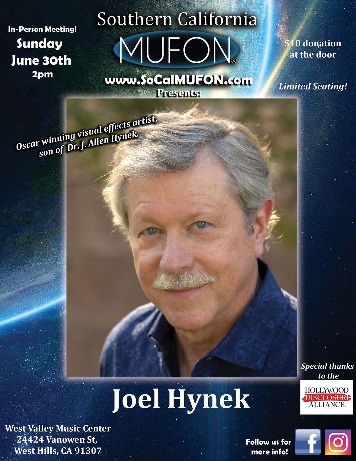 Southern CA MUFON In-Person Meeting with guest Joel Hynek
