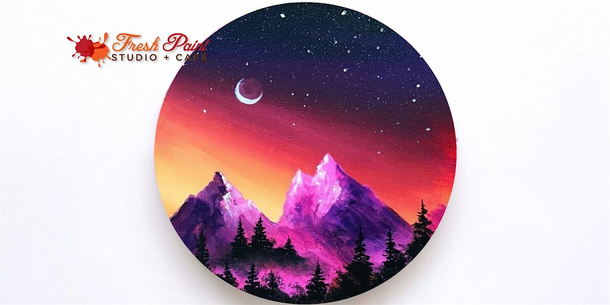 Paint Night \u2013 Pink Mountains and Moon Acrylic Painting Workshop