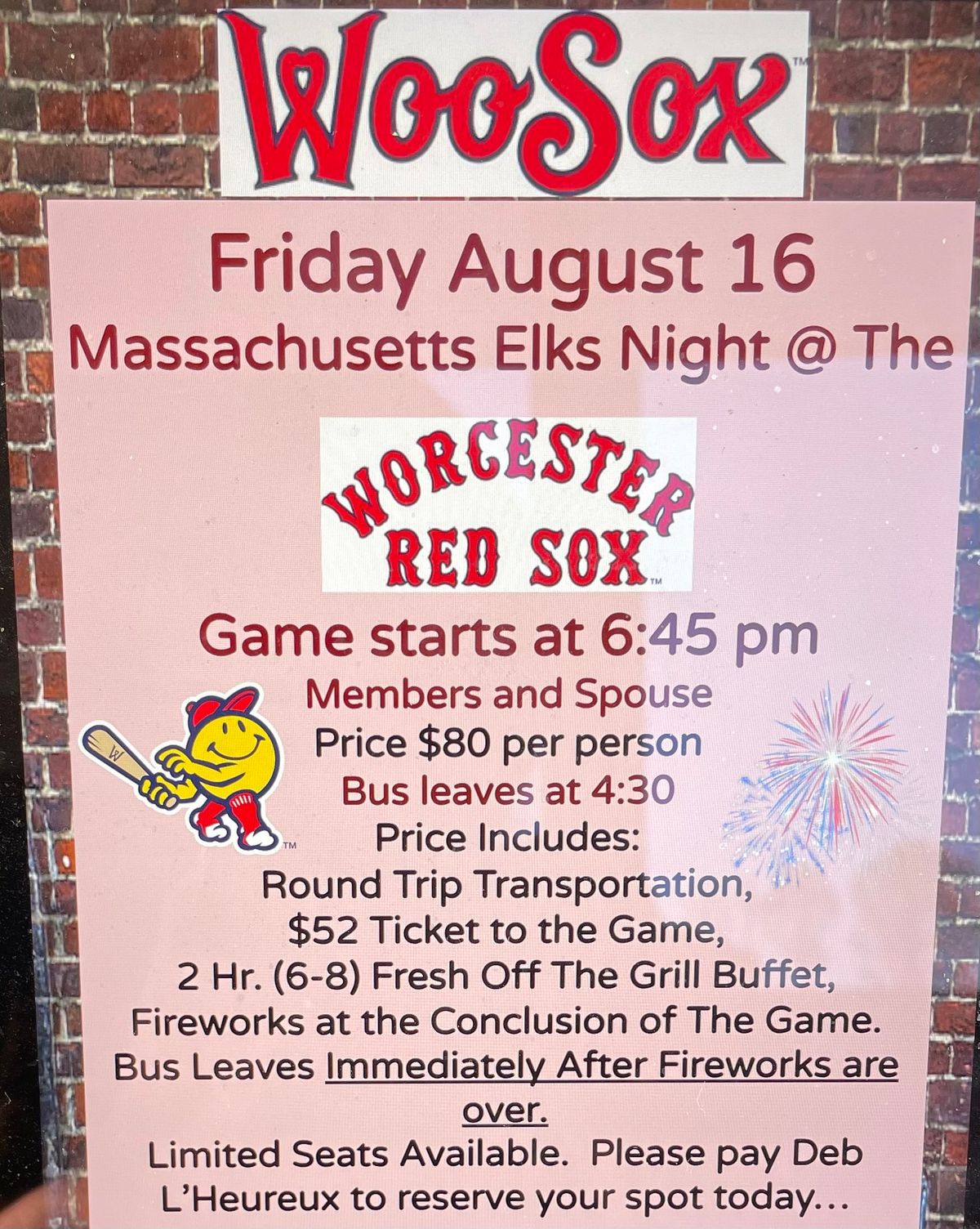 Massachusetts Elks Night @ The Worcester Red Sox's 