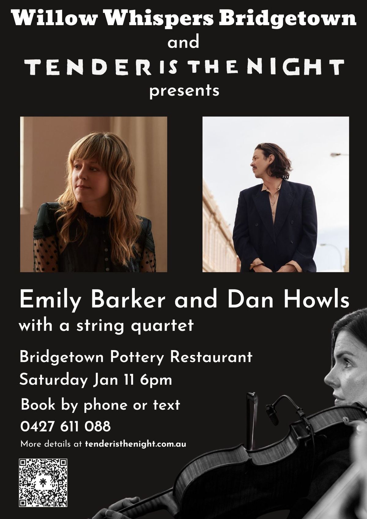 Tender is the Night- Emily Barker and Dan Howls- Bridgetown Pottery Restaurant