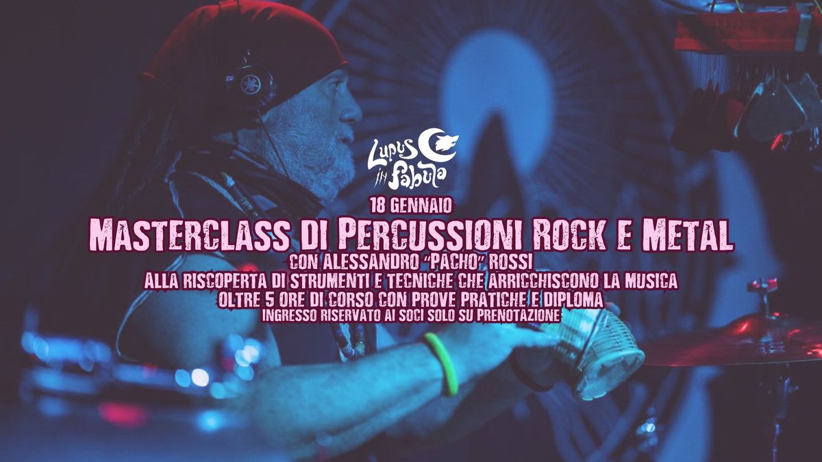 Masterclass di percussioni rock e metal con Alessandro Pacho Rossi