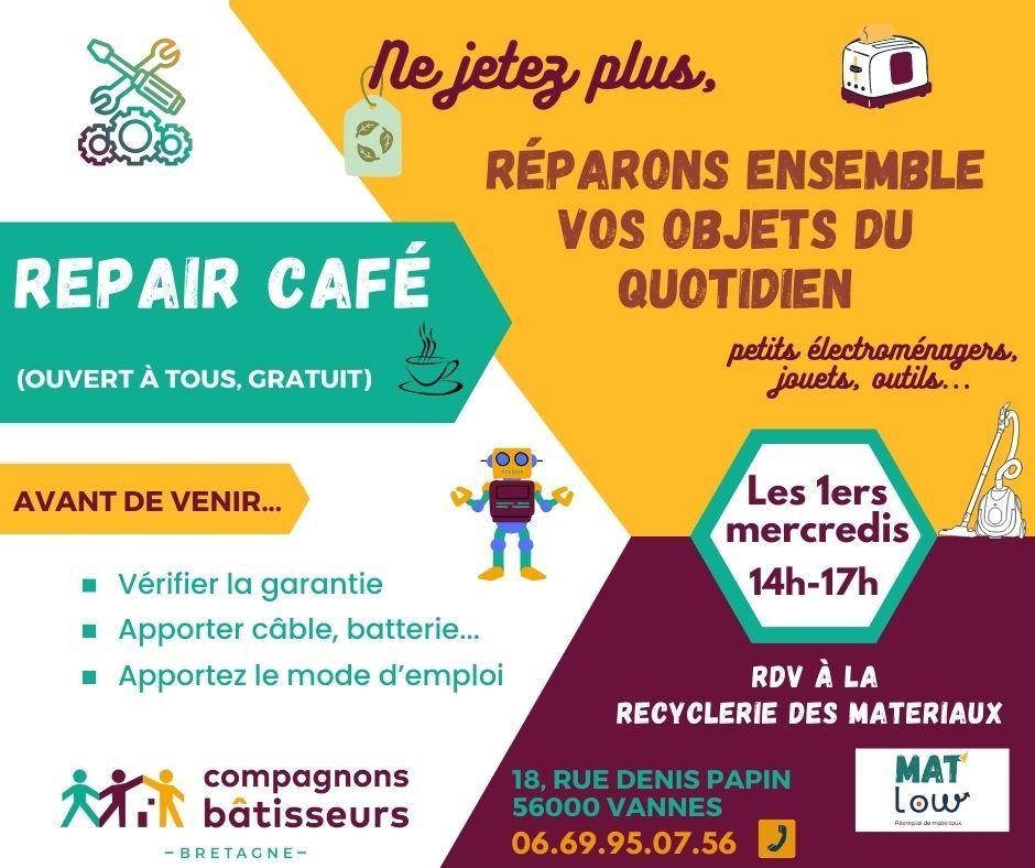 Repair café, 18 Rue Denis Papin, 56000 Vannes, France, 1 March 2023