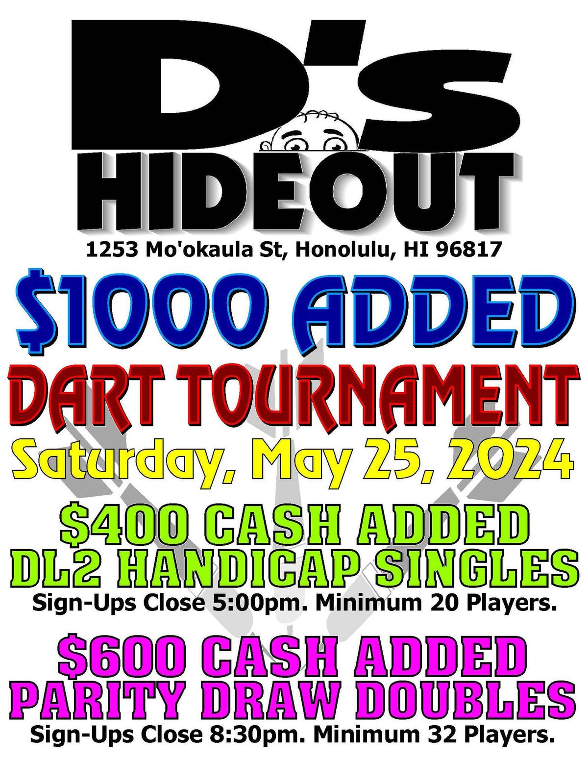 $1000 Cash Added Dart Tournament