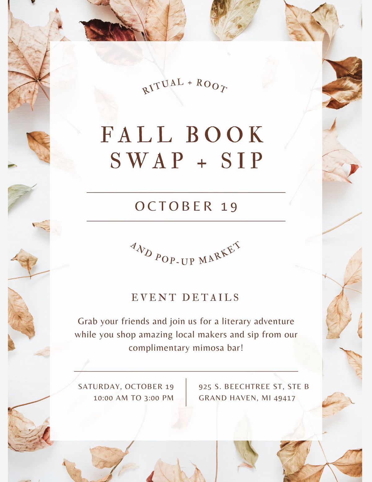 Fall Book Swap + Sip and Pop-up Market