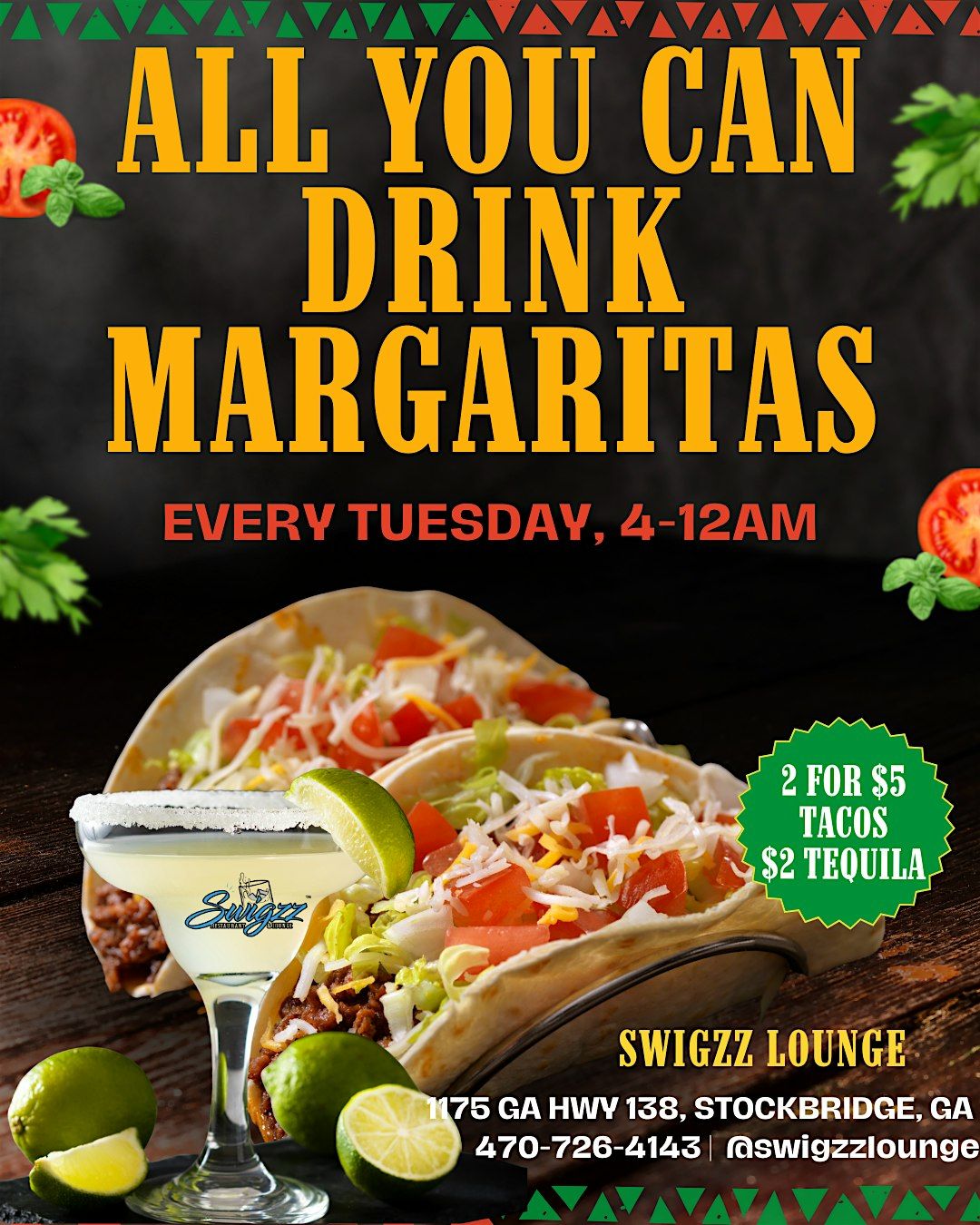 Tacos & Tequilas Tuesdays Presents All You Can Drink Margaritas
