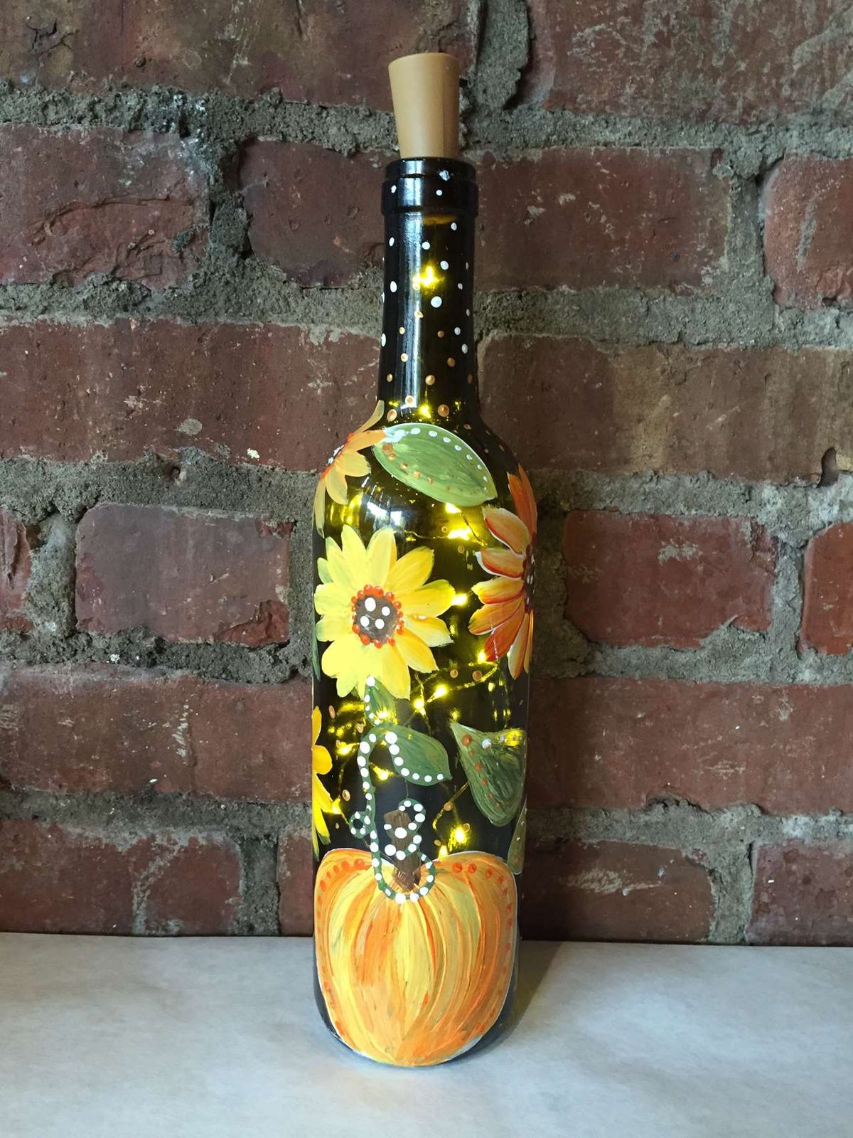 Fall Wine Bottle With Lights