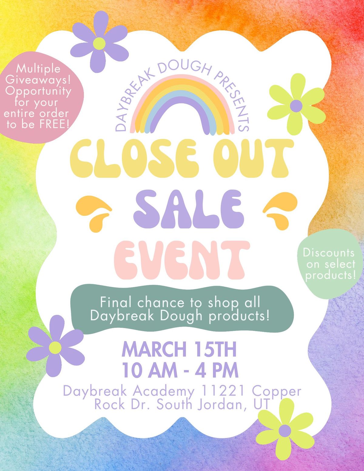 Daybreak Dough Close Out Sale Event