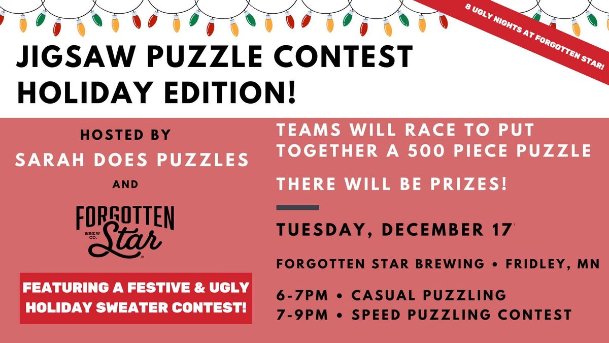 Jigsaw Puzzle & Ugly Sweater Contest at Forgotten Star Brewing with Sarah Does Puzzles