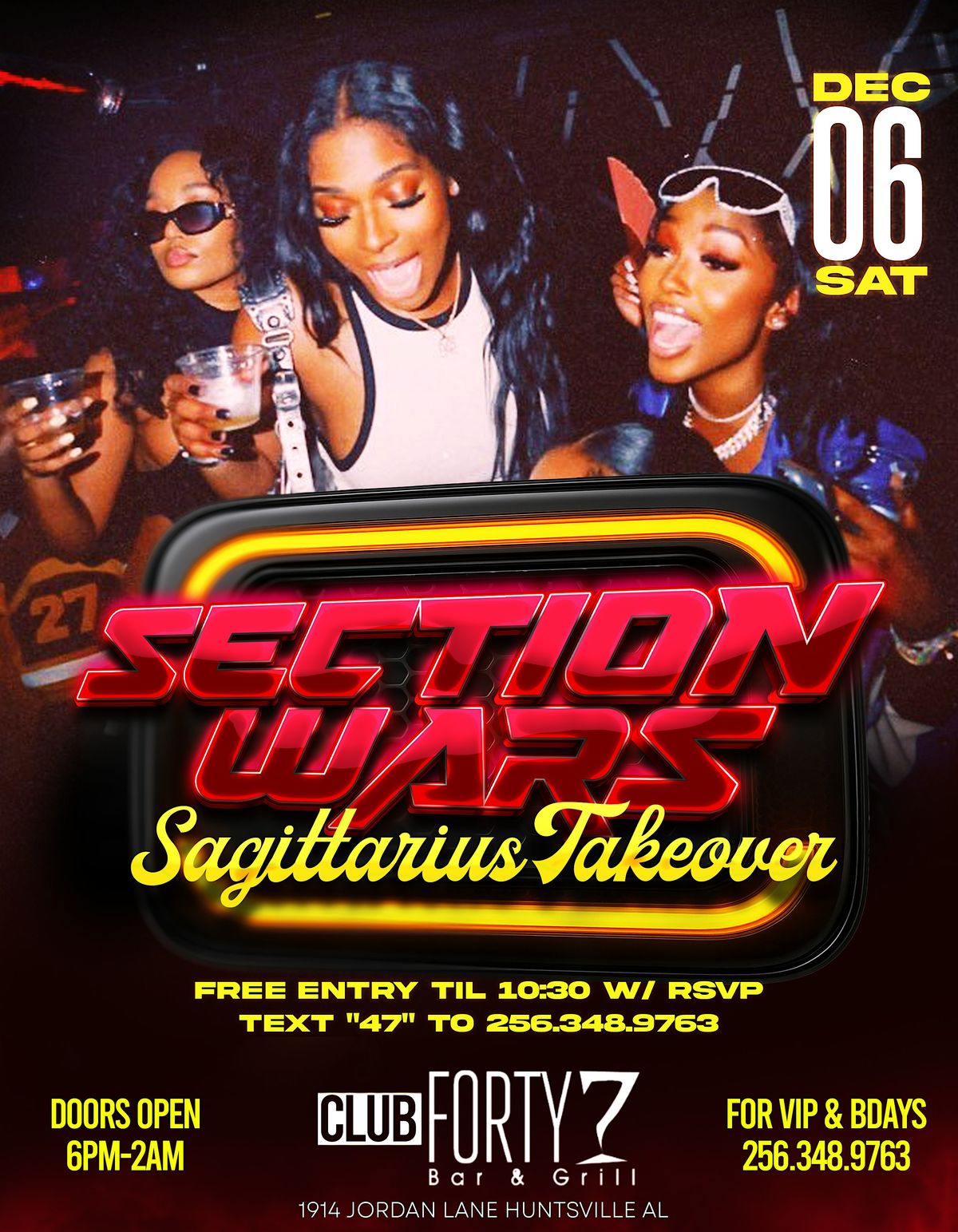 FREE TICKETS for SECTION WARS @ Forty7 Saturdays @ CLUB47  | Dec 6th