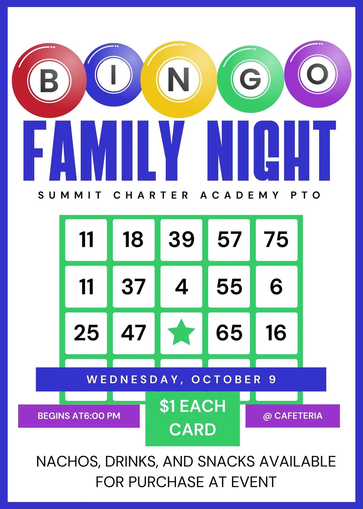 Summit Charter Academy BINGO Family Night