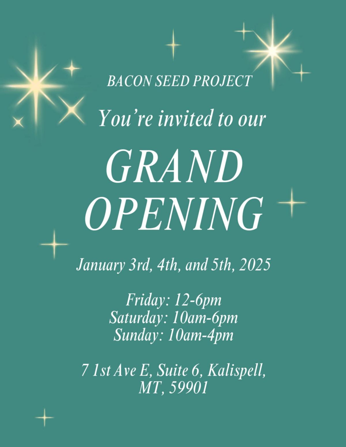 Bacon Seed Project Grand Opening