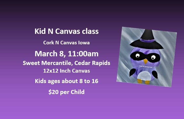 Kid N Canvas -Sweet Mercantile-Masked Owl-Cork n Canvas Iowa