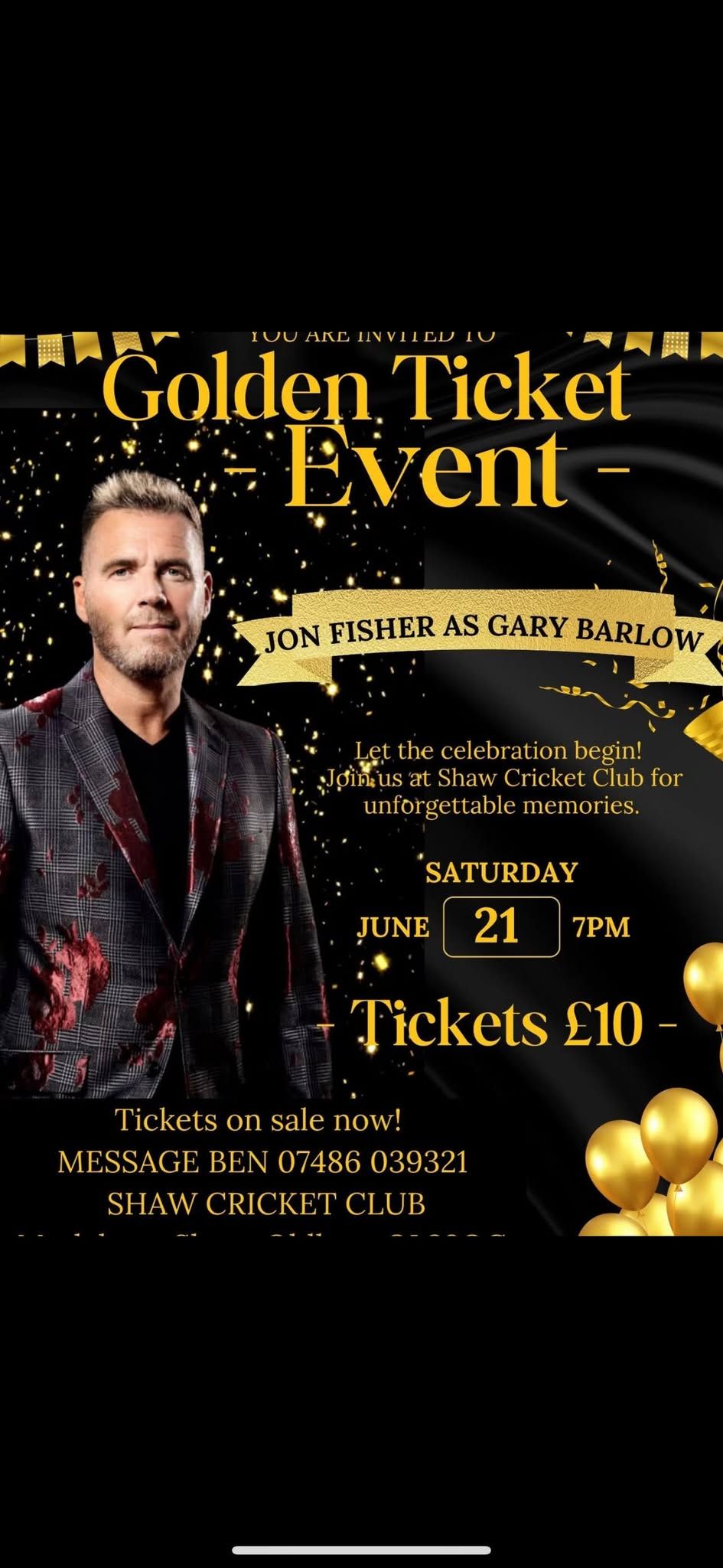 Jon Fisher as Gary Barlow (Golden Ticket Event)