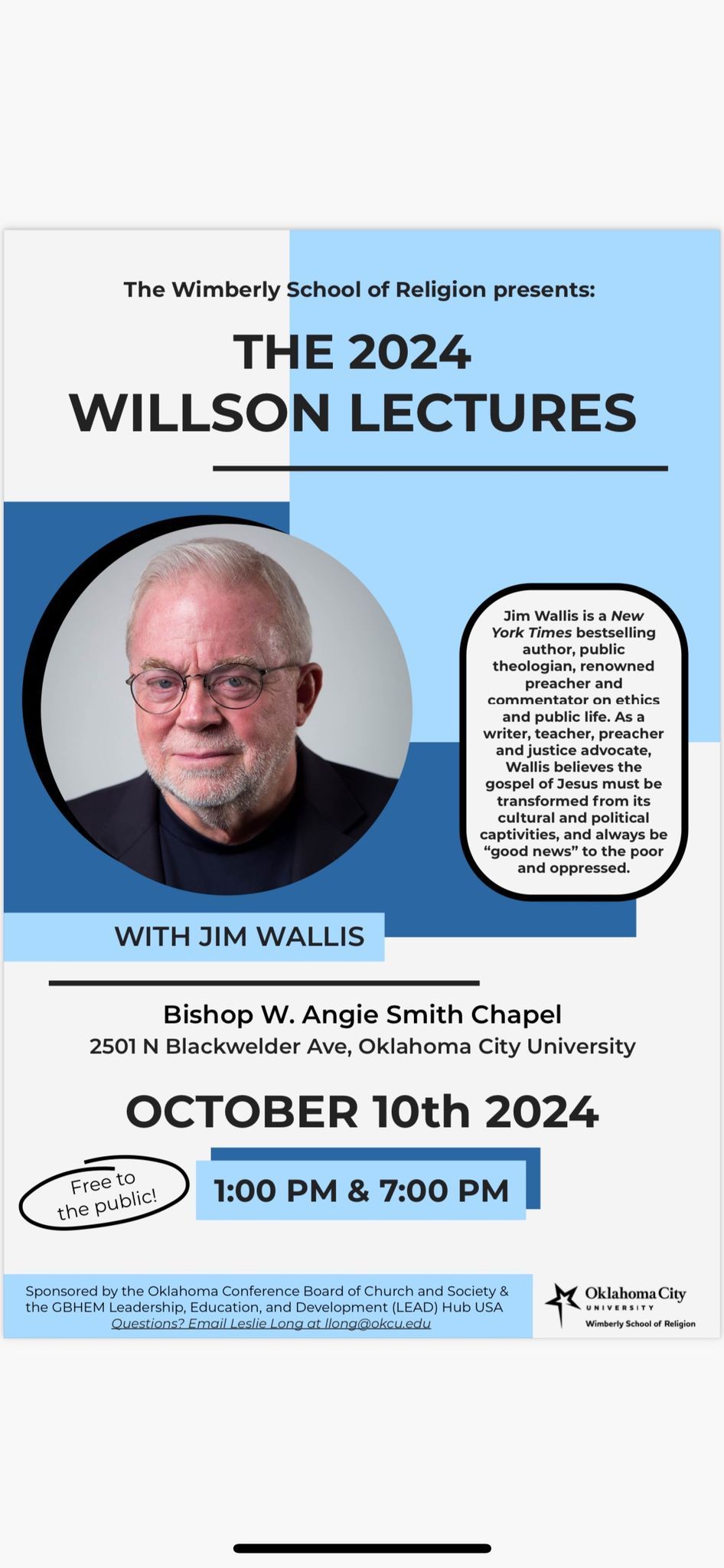 Jim Wallis: October 10th at OCU Chapel