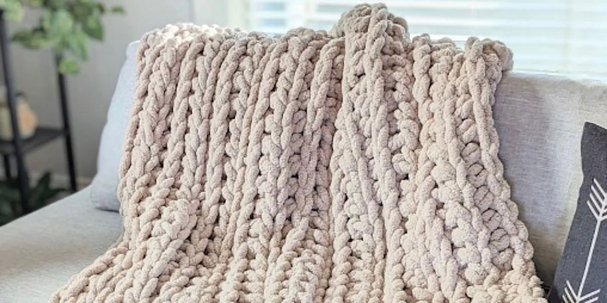 Chunky Blanket Hand Knitting