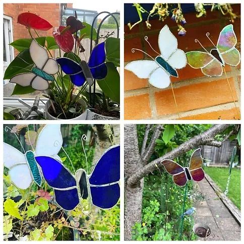 Stained glass butterfly garden stakes