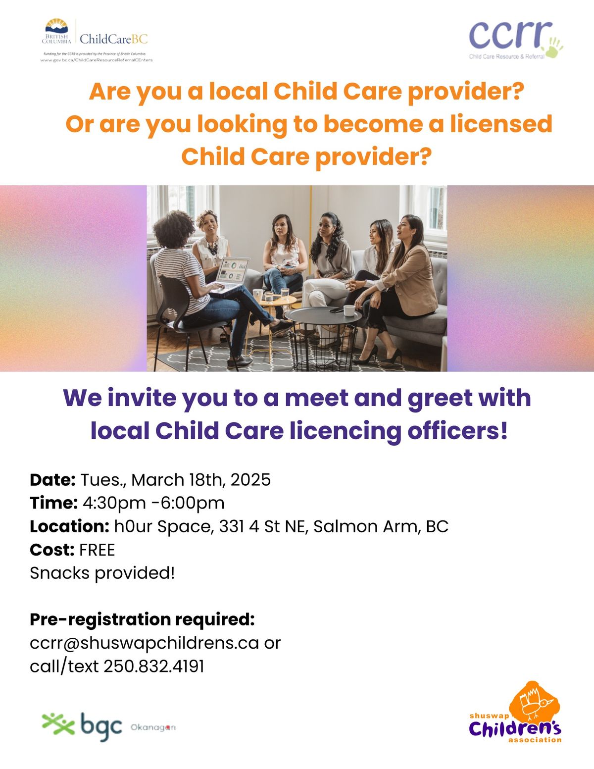 Meet & Greet with local Child Care Licencing Officers