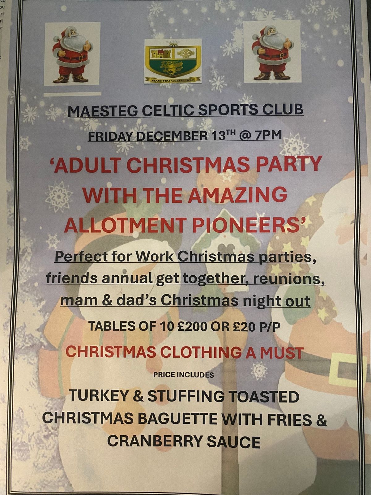 Adult Christmas Night with Allotment Pioneers