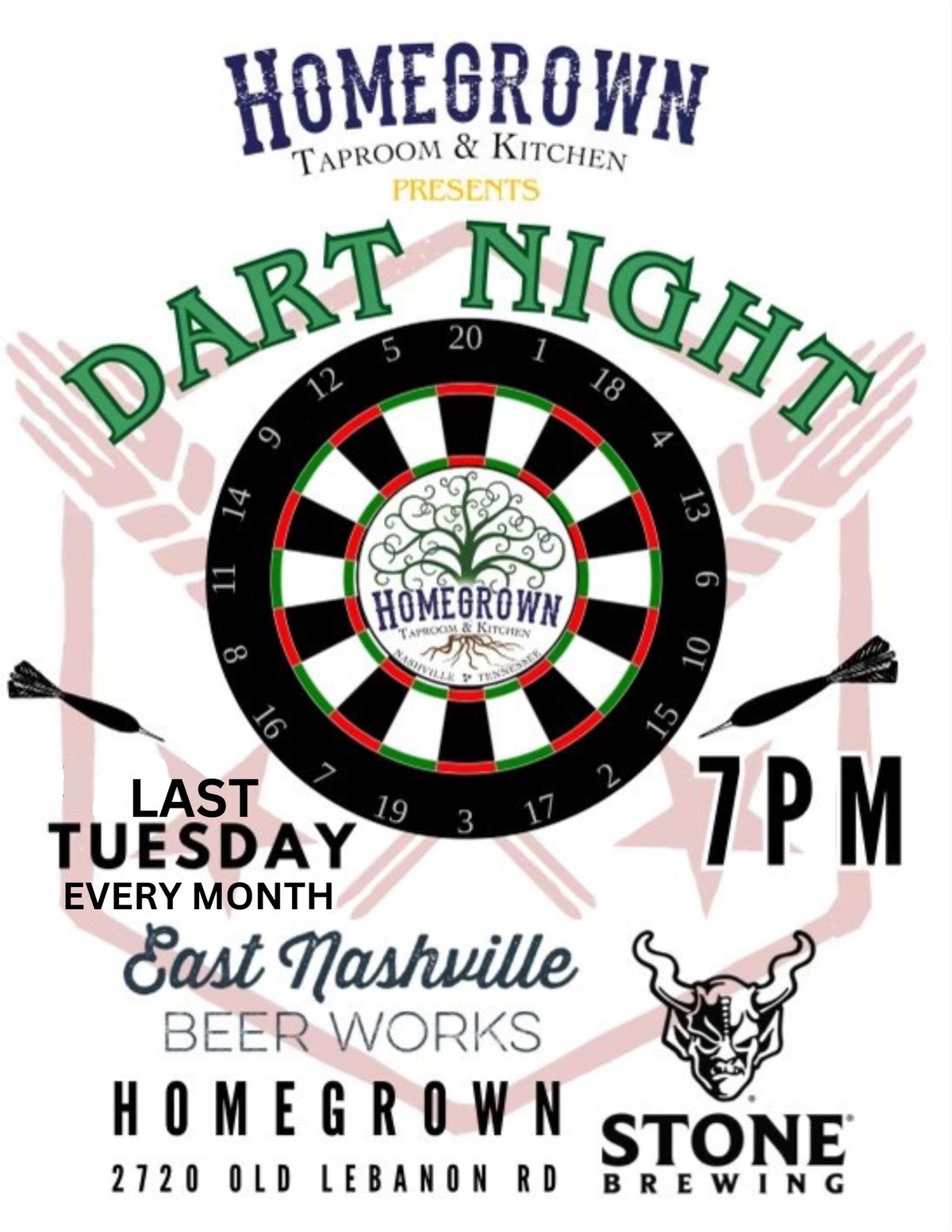 Dart night - last Tuesday every month