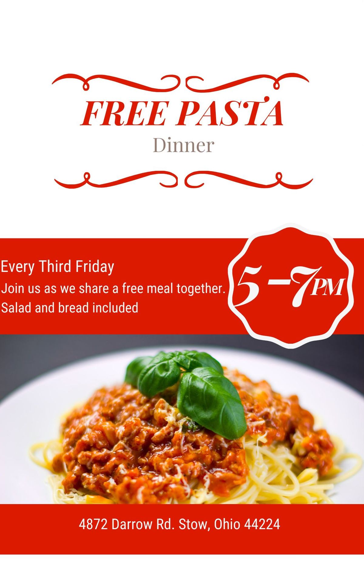 Free Pasta Dinner