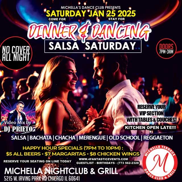 Dinner & Dancing Salsa Saturday @ Michella\u2019s Nightclub \u2013 No Cover!